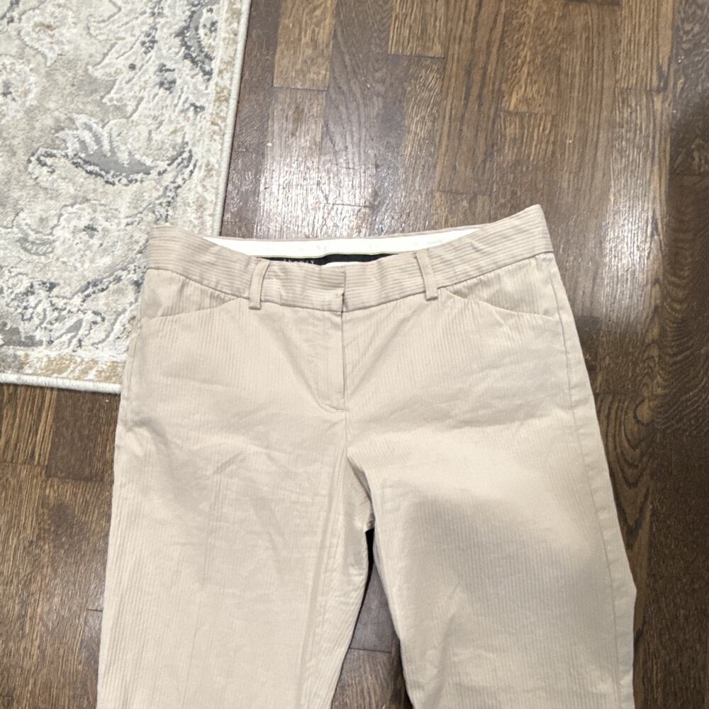 Theory Women’s Beige Solid Dress Pants Flat Front Straight Leg Pockets Size 6